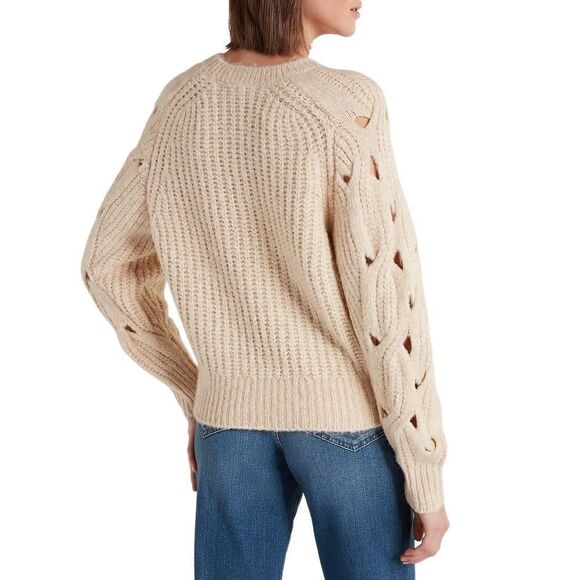 Express XSmall Open Cable Raglan Sleeve Sweater - beige - Picture 13 of 15